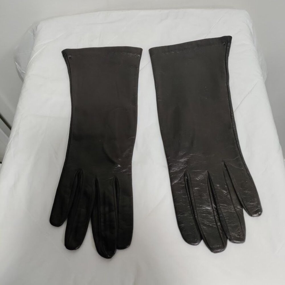 Neiman Marcus Brown Leather Gloves Silk Lined Luxury Vintage Equestrian Womens 7 - Picture 3 of 10